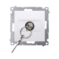 Łącznik żaluzjowy na kluczyk chwilowy, 3 poz. „I-0-II 2 styki N/O, 5A, biały DPZK.01/11 Simon 54 | DPZK.01/11 Kontakt Simon