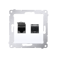 Gniazdo komputerowe podwójne RJ45 kat. 6, ekr. z osłoną przeciwkurzową, biały D62E.01/11 Simon 54 | D62E.01/11 Kontakt Simon