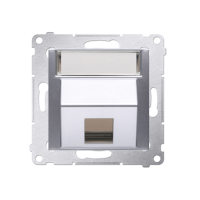 Pokrywa pojedyncza gniazd teleinformatycznych na Keystone skośna, srebrny mat DKP1S.01/43 Simon 54 | DKP1S.01/43 Kontakt Simon