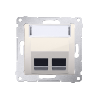 Pokrywa gniazd teleinformatycznych na Keystone skośna podwójna z polem opisowym (moduł) krem Simon54 | DKP2S.01/41 Kontakt Simon