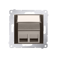 Pokrywa gniazd teleinformatycznych na Keystone skośna podwójna z polem opisowym (moduł), brąz mat | DKP2S.01/46 Kontakt Simon