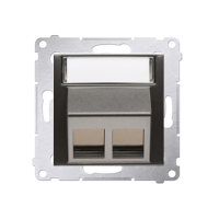 Pokrywa gniazd teleinformatycznych na Keystone skośna podwójna z polem opisowym (moduł), antracyt | DKP2S.01/48 Kontakt Simon