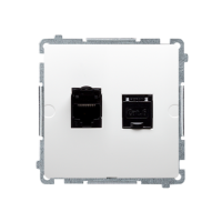 Gniazdo komputerowe RJ45, kat. 6, podwójne z osłoną przeciwkurzową, biały BM62.01/11 Simon Basic | BM62.01/11 Kontakt Simon