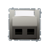 Pokrywa gniazd teleinformatycznych na Keystone skośna podwójna z polem opisowym, satynowy | BMGKS2P.01/29 Kontakt Simon