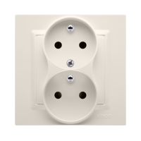 Gniazdo wtyczkowe z/u podwójne z funkcją niezmienności faz z przesł. 16A 250V z. śrub. krem Simon 10 | CGZ2TZ/41 Kontakt Simon
