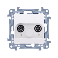 Gniazdo antenowe R-TV zakończeniowe tłum. TV-10dB, R-11dB, biały CAZ.01/11 Simon 10 | CAZ.01/11 Kontakt Simon