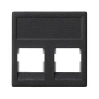 Płytka K45, 2xRJ bez osłon, uniwersalna, czarny, Simon Connect | KB076/14 Kontakt Simon