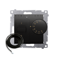 Regulator temperatury z czujnikiem zewnętrznym (moduł) 16(2) A, 230V, czarny mat, Simon 54 | DRT10Z.02/49 Kontakt Simon