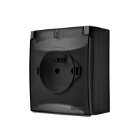 Gniazdo wtyczkowe IP44 pojedyncze z/u klapka transp z przesł 16A 250V szybkozł czarny Aquaclick | ACGZ1CZ/49A Kontakt Simon