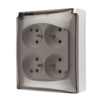 Gniazdo hermetyczne natynkowe wtyczkowe 4-krotne z uziemieniem IP44, klapka transparentna, 16A 250V, zaciski śrubowe, biały, Simon Aquaclick | ACGZ4/11A Kontakt Simon