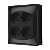 Gniazdo wtyczkowe IP44 Schuko 4-krotne klapka transp z przesł 16A 250V zaciski śrub czarny Aquaclick | ACGSZ4Z/49A Kontakt Simon