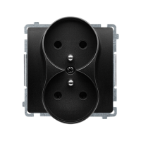 Gniazdo wtyczkowe podwójne z uziemieniem (moduł), Σ16A, 250V, zaciski śrubowe, czarny Simon Basic | BMGZ2M.01/49 Kontakt Simon