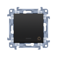 Przycisk "światło" z podświetleniem LED (moduł) 10AX, 250V, zaciski śrubowe, czarny Simon 10 | CS1L.01/49 Kontakt Simon