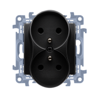 Gniazdo wtyczkowe z/u podwójne z przesł. torów prąd. (moduł) 16A 250V zac śrub czarny mat Simon 10 | CGZ2MZ.01/49 Kontakt Simon