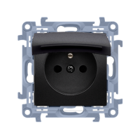 Gniazdo wtyczkowe IP44 b/uszczelki, klapka 16A, 250V, szybkozłącza, czarny Simon 10 | CGZ1BCU.01/49 Kontakt Simon