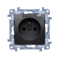 Gniazdo wtyczkowe z uziemieniem do wersji IP44 z uszczelką, 16A, 250V, szybkozłącza, czarny Simon 10 | CGZ1BC.01/49A Kontakt Simon