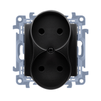 Gniazdo wtyczkowe b/u podwójne (moduł) 16A, 250V, zaciski śrubowe, czarny Simon 10 | CG2M.01/49 Kontakt Simon