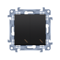 Łącznik schodowy podwójny z podświetleniem LED (moduł) 10AX, 250V, zaciski śrubowe, czarny Simon 10 | CW6/2L.01/49 Kontakt Simon