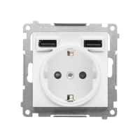 Gniazdo schuko ze zintegrowaną ładowarką 2xUSB A (moduł), Biały mat Simon 55 | TGSZ1ZUSB2AA.01/111 Kontakt Simon