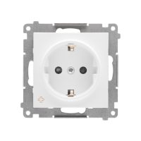 Gniazdo Schuko z przesłonami (moduł) 16 A, 250 V~, szybkozłącza, Antybakteryjny biały Simon 55 | TGSZ1CZ.01/AB111 Kontakt Simon