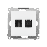 Gniazdo HDMI + RJ45 kat.6. (moduł), Biały mat Simon 55 | TGHRJ45.01/111 Kontakt Simon