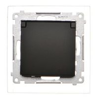 Gniazdo wtyczkowe do wersji IP44 Z USZCZELKĄ (moduł) 16A 250V zaciski śrubowe Simon 54 czarny mat | DGZ1BZ.01/49 Kontakt Simon