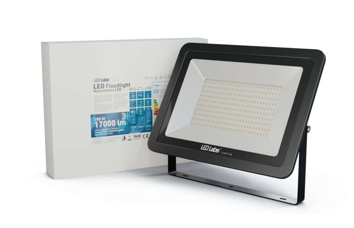 Naświetlacz LED FLOODLIGHT 200W 17000lm 4000K IP65 PIR neutralna biała NW czarny czujnik ruchu | 17-0171-02 LED Labs
