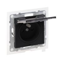 Gniazdo 2P+Z IP44 16 A 250 V, zaciski automatyczne z przesłoną, czarny, Suno | 721486 Legrand