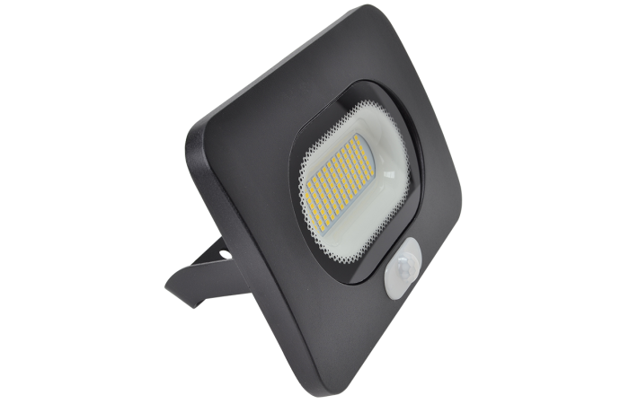 Reflektor SMD, czarny, z czujnikiem ruchu 220-240V AC, 50W, 4000K, IP65, 3750lm | RSMDLM50 Tracon