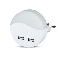 Lampka nocna do gniazdka LED z USB V-TAC SAMSUNG CHIP okrągła VT-84-RD 4000K 10lm | 3800157645027 LED EUROPE