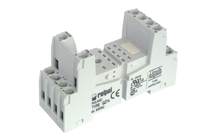 Gniazdo wtykowe, do przekaźników R4N 6A 300VAC IP20, GZT4-SZARE | 856050 Relpol