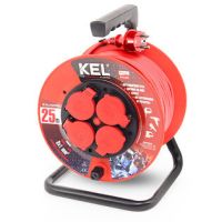 Przedłużacz bębnowy PROFESSIONAL LINE, 4x2p+Z, IP44 16A H05RR-F 3x2,5, 25m, czerwony | W-98398 Plastrol