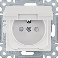Gniazdo zasilające z/u i pokrywą, przesłony styków, 16 A/250 VAC, biały, Lumina | WL1140 Hager