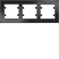 Ramka potrójna pozioma, szkło czarne, Lumina Passion | WL9231 Hager