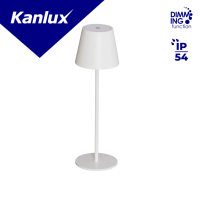 Lampka stołowa bezprzewodowa INITA LED IP54 W ciepłobiała 3000K max 138lm kolor biały | 36324 Kanlux