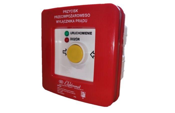 Ręczny ostrzegacz pożarowy PWPp-1s A/4, NC-NO IP65, 12A p/t, samoczynny, diody czerw/ziel 230V | 904550 Elektromet