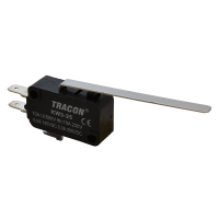 Wyłącznik krańcowy, mikro, z dźwignią sprężynową 16(4)A / 250V AC, 52mm, 4,8x0,8 mm, IP00 | KW3-25 Tracon