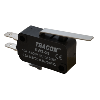 Wyłącznik krańcowy, mikro, z dźwignią sprężynową 16(4)A / 250V AC, 28mm, 4,8x0,8 mm, IP00 | KW3-35 Tracon