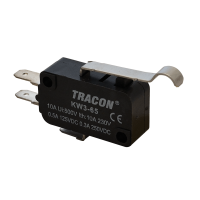 Wyłącznik krańcowy, mikro, z zakrzywioną dźwignią 16(4)A / 250V AC, 28mm, 4,8x0,8 mm, IP00 | KW3-65 Tracon
