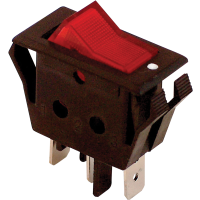 Przełącznik kołyskowy WŁ-WYŁ, czerwony-świecący 16(6)A, 250V AC | TES-11 Tracon