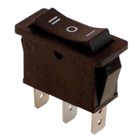 Przełącznik kołyskowy trójpozycyjny, czarny, (napis I-0-II) 16(6)A, 250V AC | TES-12 Tracon