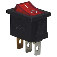 Przełącznik kołyskowy WŁ-WYŁ, czerwony-świecący, (napis 0-I) 16(6)A, 250V AC | TES-33 Tracon