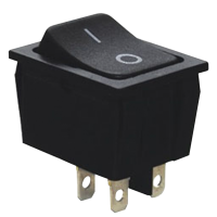 Przełącznik kołyskowy WŁ-WYŁ,2polowy, czarny, napis 0-I16(6)A, 250V AC | TES-53 Tracon