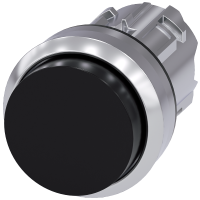 Przycisk 22 mm okrągły metalowy błyszczący czarny | 3SU1050-0BB10-0AA0 Siemens