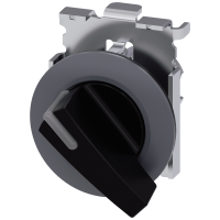 Przełącznik obrotowy 3SU1, 30mm, okrągły, metal, mat, czarne długie pióro, SIRIUS ACT | 3SU1062-2EF10-0AA0 Siemens