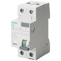 Wyłącznik ochronny różnicowy, 2-bieg., typ A, In: 25 A, 100 mA, Un AC: 230 V, N-z lewej strony | 5SV3412-6KL Siemens