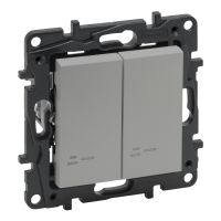 Łącznik schodowy podwójny podświetlany 10ax aluminium, Niloe Step | 863318 Legrand