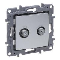 Gniazdo TV, "F-F" końcowe do instalacji typu gwiazda 1 DB aluminium, Niloe Selection | 762149 Legrand