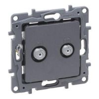 Gniazdo TV, "F-F" końcowe do instalacji typu gwiazda 1 DB stal, Niloe Selection | 762349 Legrand