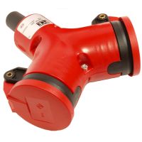 Rozgałęziacz podwójny z klapką i z bolcem uziemnienia 16A 2P+Z 230V IP44 czerwony | 2421200-R PCE
